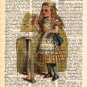 ALICE IN WONDERLAND Drink Me Upcycled Art Print Illustration Book Page Print Antique Vintage Books
