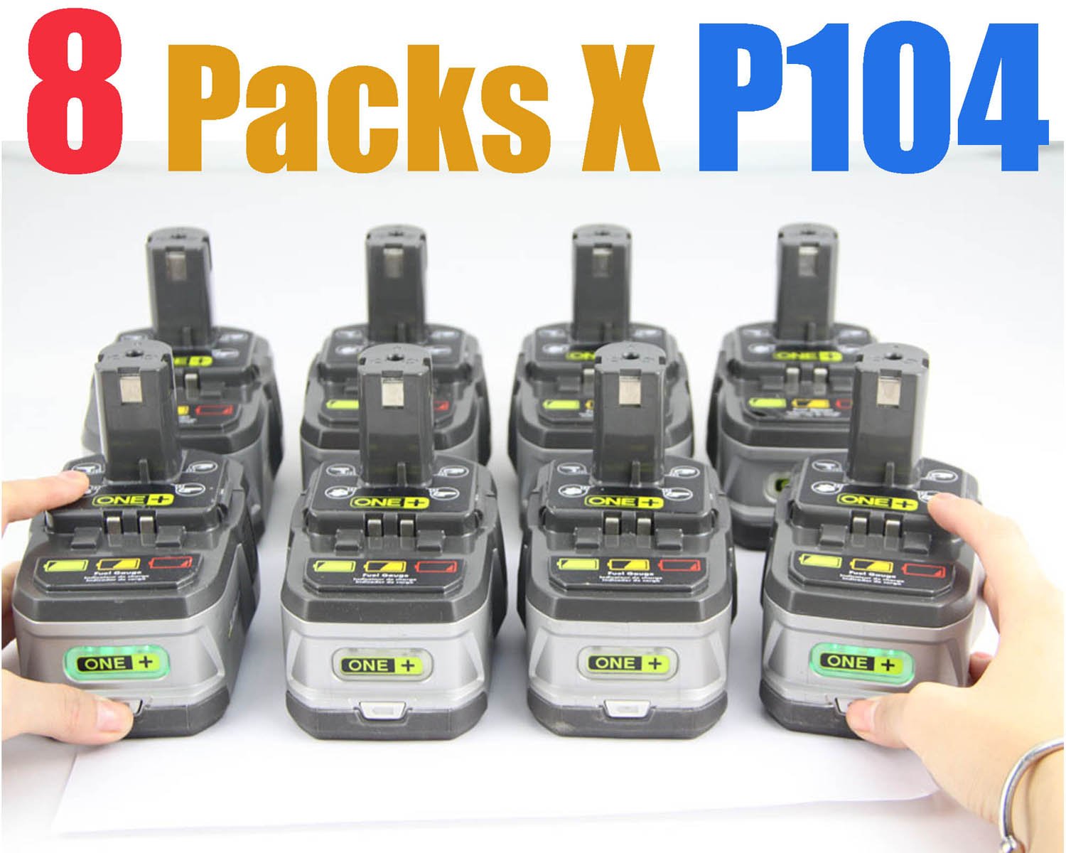 8 Packs X Ryobi 18v Battery One Lithium Battery P104