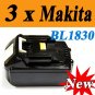 3 Packs X Makita BL1830 18V Battery Makita 18V li-ion battery BL1830 New Replacement