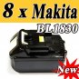 8 Packs X Makita 18V Battery Makita BL1830 18V li-ion battery BL1830 New Replacement