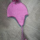 Pink with Rose & Grey Trim Earflap