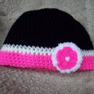 Black Beanie with Flower