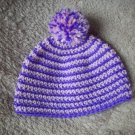 Striped Skull Cap with Pompom