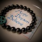 Hematite & Turquoise Peace Sign Bracelet