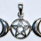 Open-Faced Triple Moon Pentagram Pendant