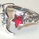 Moon & Star Adjustable Ring - Sterling Silver