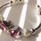 Butterfly Charm Pink Swarovski Crystal Bracelet - Handcrafted