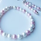 Pink and White Pastel Bracelet & Earring Set