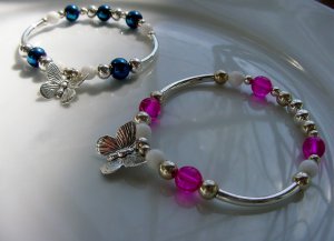 Butterfly Charm Bracelet -Glass and Silver