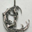 Woman facing Moon Pendant - Sterling Silver