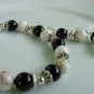 Energy Bracelet - Chakra Balancing - Howlite & Black Onyx Grounding and Calming Stones