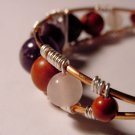 Copper Wire Cuff Bracelet, Red Jasper, Rose Quartz and Amethyst Stones, Reiki Jewelry, Chakra