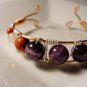 Copper Wire Cuff Bracelet, Red Jasper, Rose Quartz and Amethyst Stones, Reiki Jewelry, Chakra