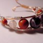 Copper Wire Cuff Bracelet, Red Jasper, Rose Quartz and Amethyst Stones, Reiki Jewelry, Chakra