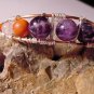 Copper Wire Cuff Bracelet, Red Jasper, Rose Quartz and Amethyst Stones, Reiki Jewelry, Chakra