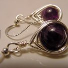 Amethyst Petite Wire Wrap Dangle Earrings, Anti-Stress Stone, Inner Peace, Spiritual Wisdom