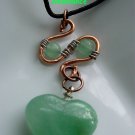 Green Aventurine Wire Wrapped Heart Pendant, Semi Precious Stones Reiki