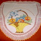 Embroidered Runners w/ Crochet Lace Edging - OLD