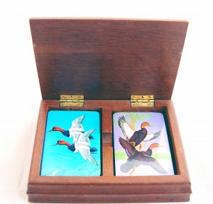 DUCK GOOSE Playing Cards - Two Decks in Wooden Box