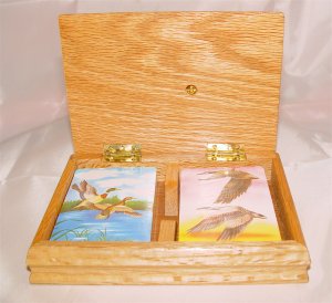 DUCK GOOSE Playing Cards Two Decks in Wooden Box-(NIB)