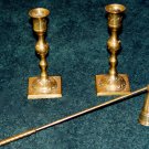 CANDLE STICK HOLDER (2 pcs) & SNUFFER - Brass- Vintage