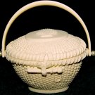 Trinket Box - Ceramic with Basket Weave Pattern