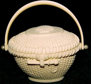 Trinket Box - Ceramic with Basket Weave Pattern