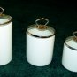 CANNISTER SET  (3 pcs) - Glazed earthenware - (NIB)