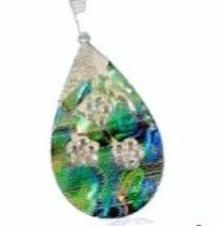 925 Silver  & Abalone Oval Pendant w/chain (P121)