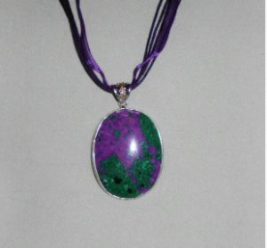 925 Silver & Malachite and Opal/Purple/Green on Organza ribbon cord (P116)