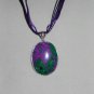 925 Silver & Malachite and Opal/Purple/Green on Organza ribbon cord (P116)