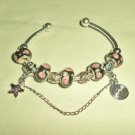 925 Silver European Style Charm/ Murano Glass Bead Bracelet - B305