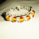 Tibetan Silver and Amber Jade Bracelet B129