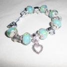 925 Silver European style Murano Glass Bead/Charm Bracelet Blue - B306