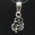 925 Sterling Silver Pendant - Oxidized  Rose (P208)