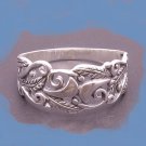 925 Sterling Silver  Band Leaf Pattern  Sz 10  (R215)