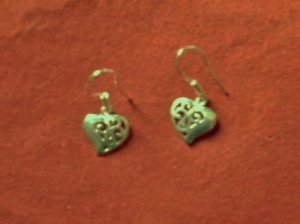 Delicate 925 Sterling  Silver Heart Charm Ear Wire/Earrings (E170)