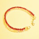 Handcrafted Double strand Crystal Bead  Bracelet Red & Clear B12