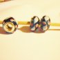 Two (2) Murano glass beads-Blue w/pink & white- MB103