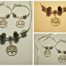 Handcrafted Necklace/Earring set  925 siver chain/Tree of Life charm&Murano Glass Beads(lkoset100)