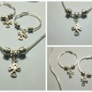 Handcrafted Necklace/Earring Set of 925 Silver Chain w/Tibetan SilverCross & Beads (lkoset104)