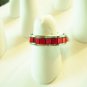 Stainless Steel Ring with Red square tile pattern - size 8 - R204R8