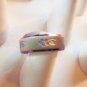Stainless Steel Ring Iridescent w/flower carved pattern - size 6.5 - R148-FL65