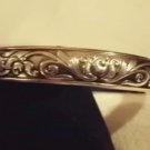 Silver Cuff  Bracelet with Swirl  Flowers pattern