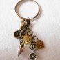 Tri-color hanging charms on keychain