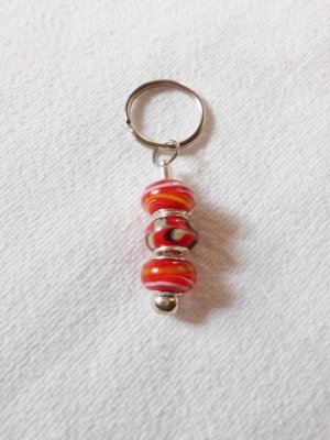 Murano Lampwork Beads/Keychain - hanging charm -orange/yellow
