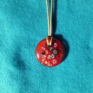 Murano Glass Pendant Red w/Flowers & Glitter (LO26)