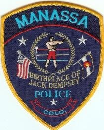 Manassa Colorado Police Patch Home of Jack Dempsey