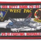 CV-63 USS KITTY HAWK VS-21 FIGHTING REDTAILS SQUADRON PATCH