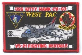 CV-63 USS KITTY HAWK VS-21 FIGHTING REDTAILS SQUADRON PATCH
